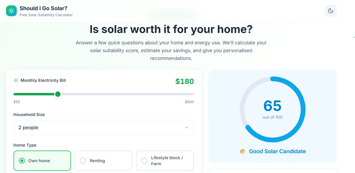 Should I go Solar Calculator Web App