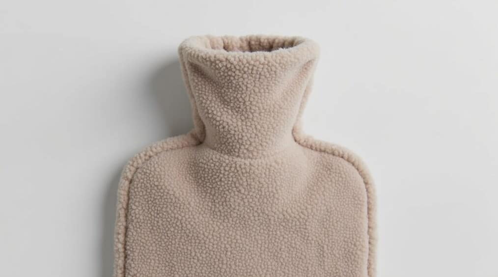 Eco hot water bottle with taupe cover