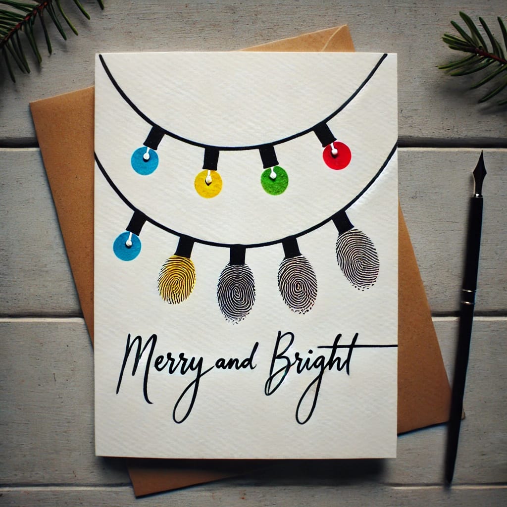 eco-friendly Christmas card featuring string of lights
