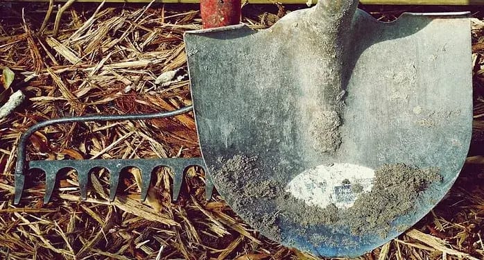 gardening spade and rake