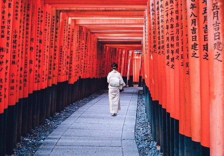 Japanese woman walking